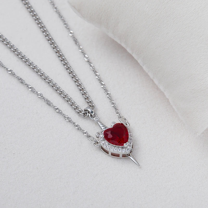 🗡❤️ El set collar de parejas más viral del año Diseño simbólico: Corazón + Espada
